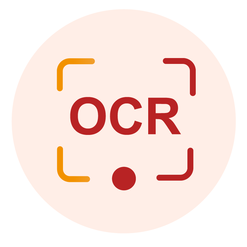 Pictogramme OCR, reconnaissance optique de caractères