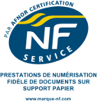 Logo NF 544 Prestations de numérisation fidèle